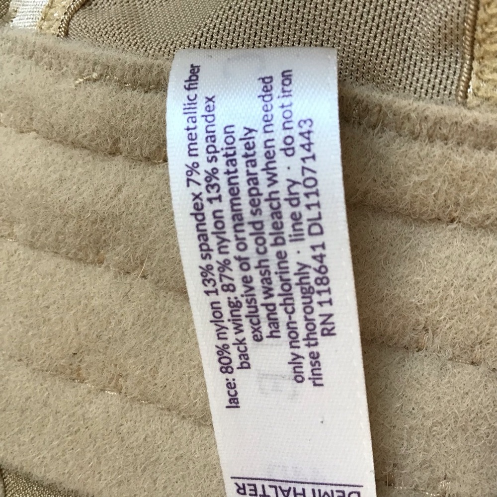 Cacique Tan Metallic Gold Lace Bra with Underwire and Adjustable Straps NWOT - Picture 10 of 10